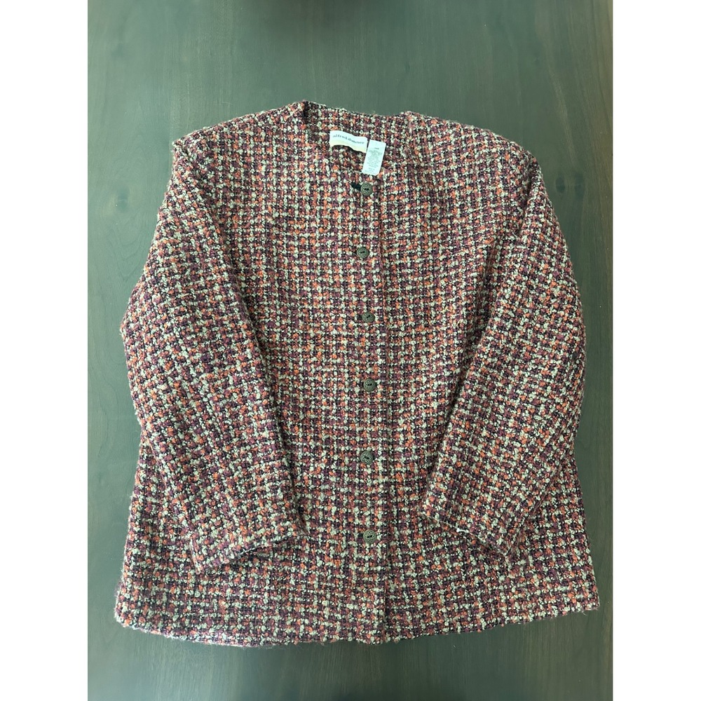Alfred Dunner Woman Multi Color Tweed Blazer Jacket Plus Size 16W Collarless